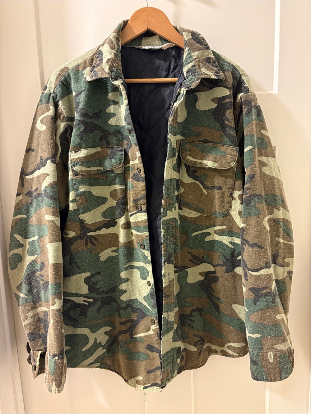 VTG five Brother Men's Woodland Camouflage Field Jacket Quilted Lining